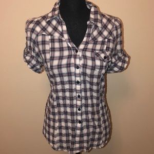 Papaya Plaid Flannel Short Sleeve Button Down